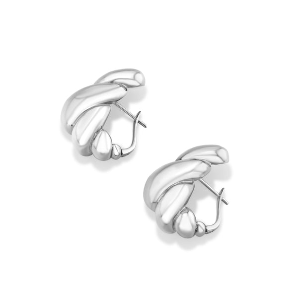 Lustrous Riverine Earrings in White Rhodium