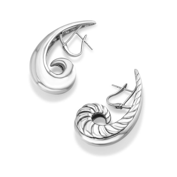 Oceanic Warp Earring in White Rhodium