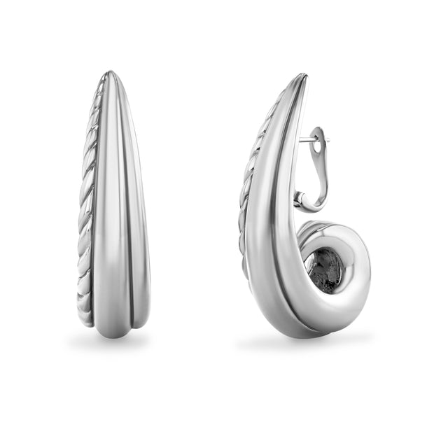 Oceanic Warp Earring in White Rhodium