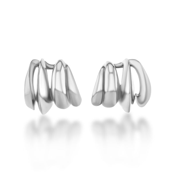 Currents Earring Cuff Set in White Rhodium