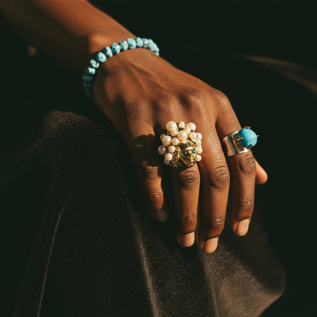 Missy Ring with Freshwater Pearls in Gold - 1 Left