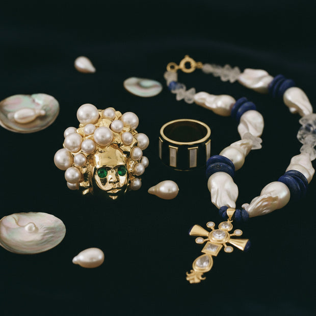 Missy Ring with Freshwater Pearls in Gold - 1 Left