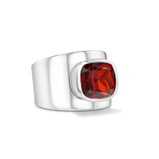 Lilly Ring | Red Garnet, White Rhodium