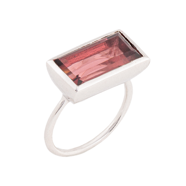 Gloria Ring in White Rhodium with Brown Garnet