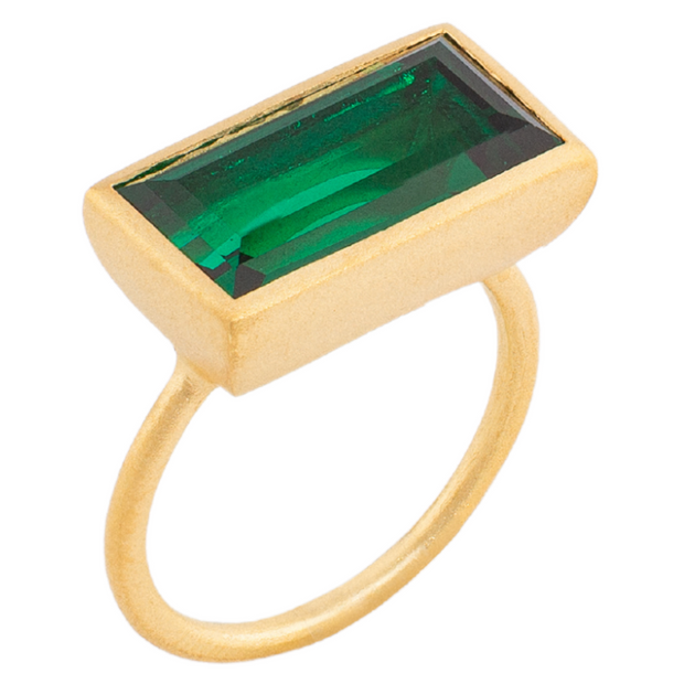 Gloria Ring in Matte Gold with Green Quartz