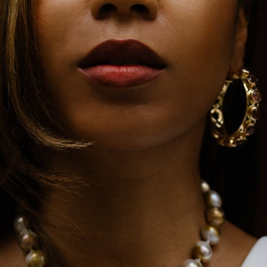 Shari Hoop Earrings in Gold Vermeil with Red Garnet