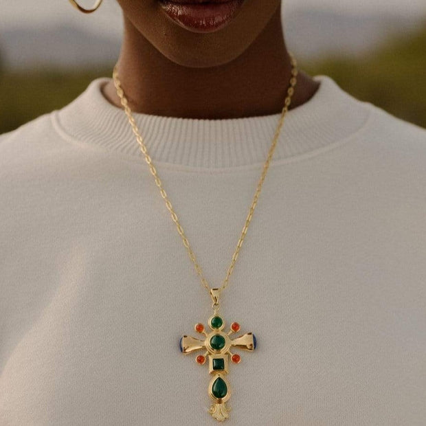 Adore Adorn Pendant Dynasty Cross Pendant in Gold