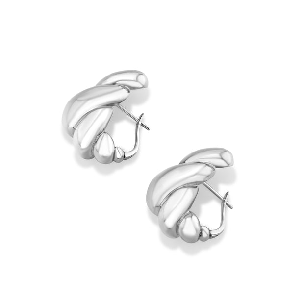 Lustrous Riverine Earrings in White Rhodium