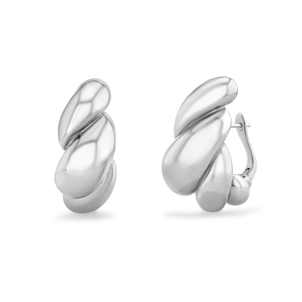 Lustrous Riverine Earrings in White Rhodium