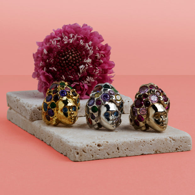 Missy Ring in Gold with Mystic Topaz & Emerald Eyes