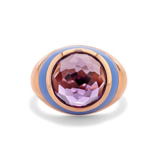 Cotton Candy Enamel Ring | Cabochon Amethyst, Rose Gold