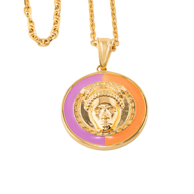 Double-Layered Reava Coin Necklace in 14K Gold