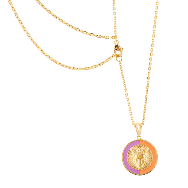 Double-Layered Reava Coin Necklace in 14K Gold