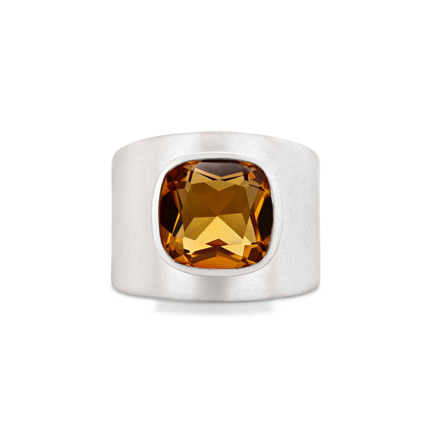 Lilly Ring in Matte Silver with Citrine