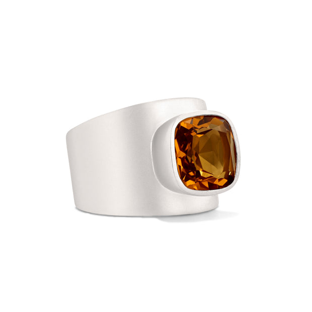 Lilly Ring in Matte Rhodium with Citrine