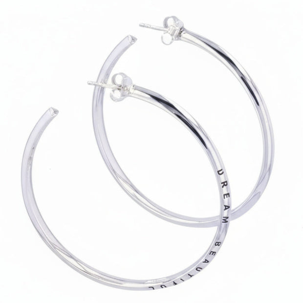Dream Beautiful Hoop Earrings in White Rhodium