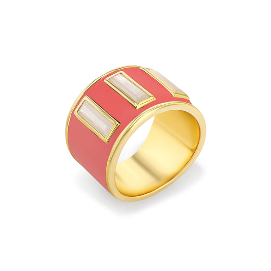 Gigi Enamel Ring | Burnt Coral