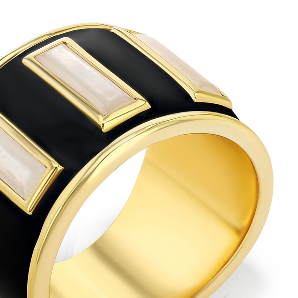 Gigi Ring in Black Enamel - Only 1 Left - Size 8