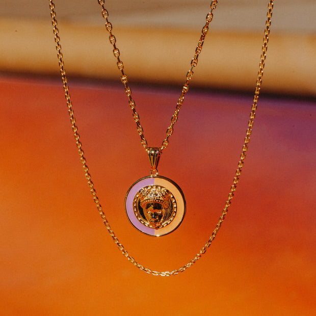 Double-Layered Reava Coin Necklace in 14K Gold