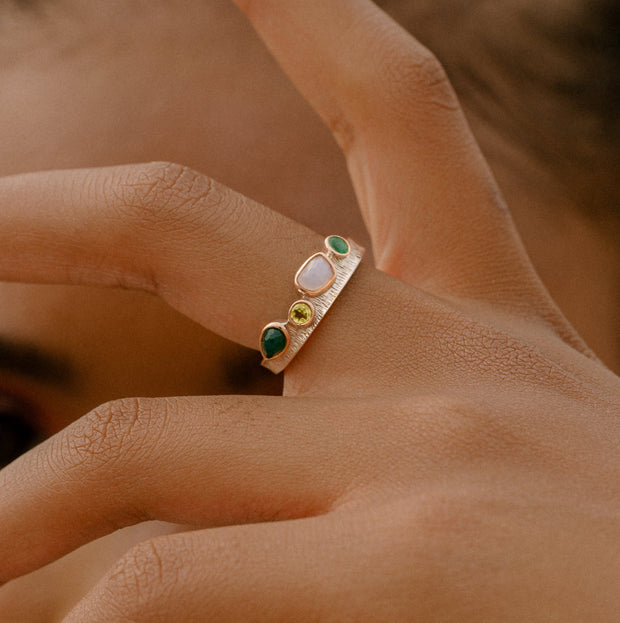 Fantasy Cocktail Ring in White Rhodium & Rose Gold