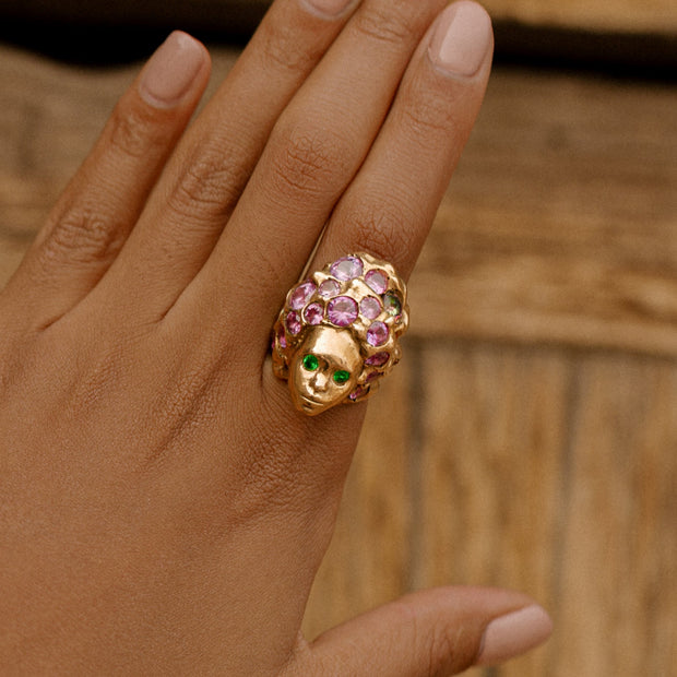 Missy Ring in Gold with Mystic Topaz & Emerald Eyes
