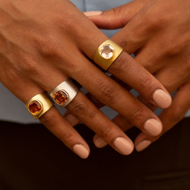 Lilly Ring in Matte Silver with Citrine