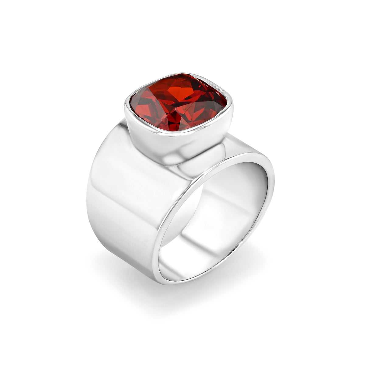 Lilly Ring | Red Garnet, White Rhodium