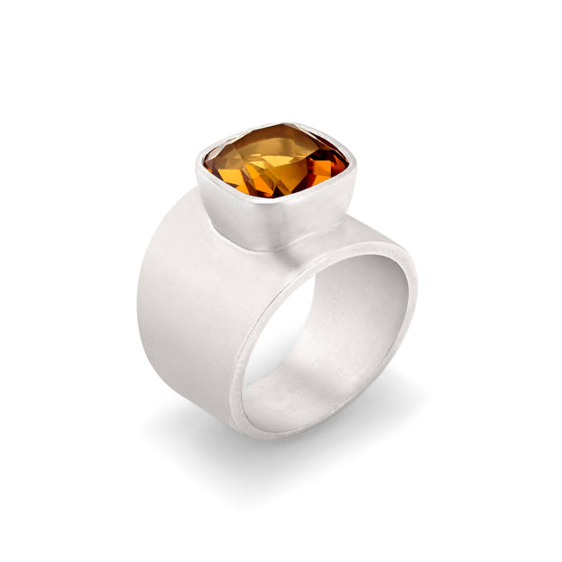 Lilly Ring in Matte Silver with Citrine