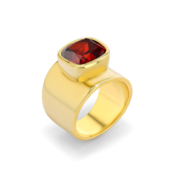 Lilly Ring in Gold Vermeil with Red Garnet