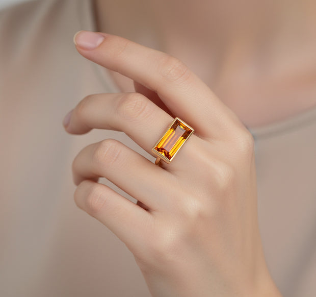 Gloria Ring in Polished Gold with Citrine