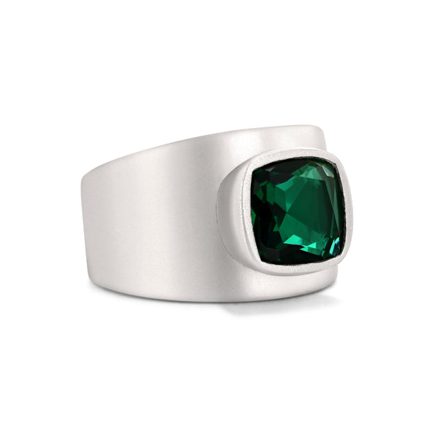 Lilly Ring in Matte Rhodium with Green Quartz