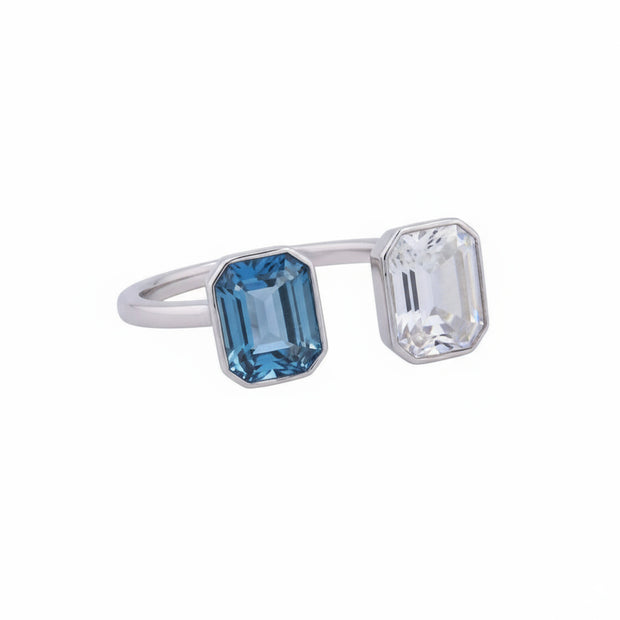 Lila Ring with Blue + White Topaz