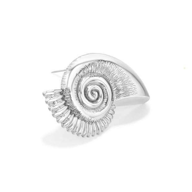 Luminesce Shell Brooch in White Rhodium