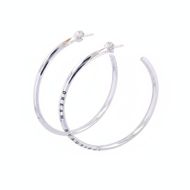Dream Beautiful Hoop Earrings in White Rhodium