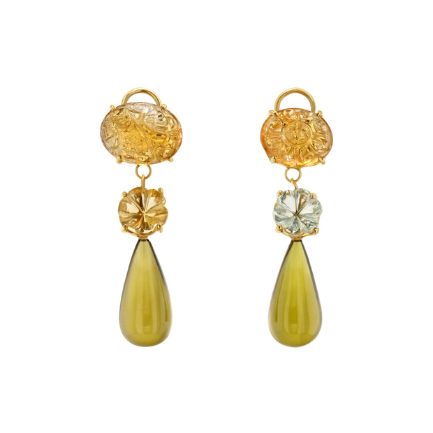 Drop of Honey Earrings in Solid Yellow Gold
