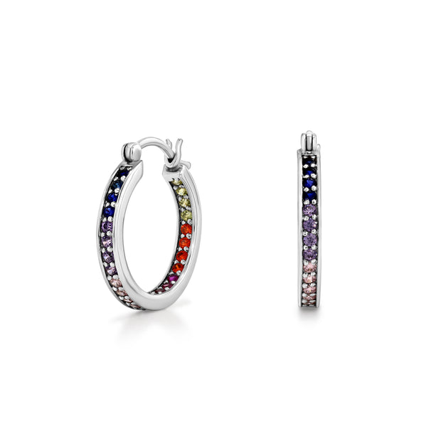 Dime Multi-Color Lucky Hoop in Rhodium