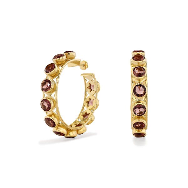 Shari Hoop Earrings in Gold Vermeil with Brown Garnet