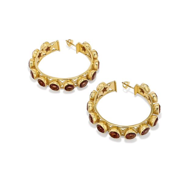 Shari Hoop Earrings in Gold Vermeil with Brown Garnet