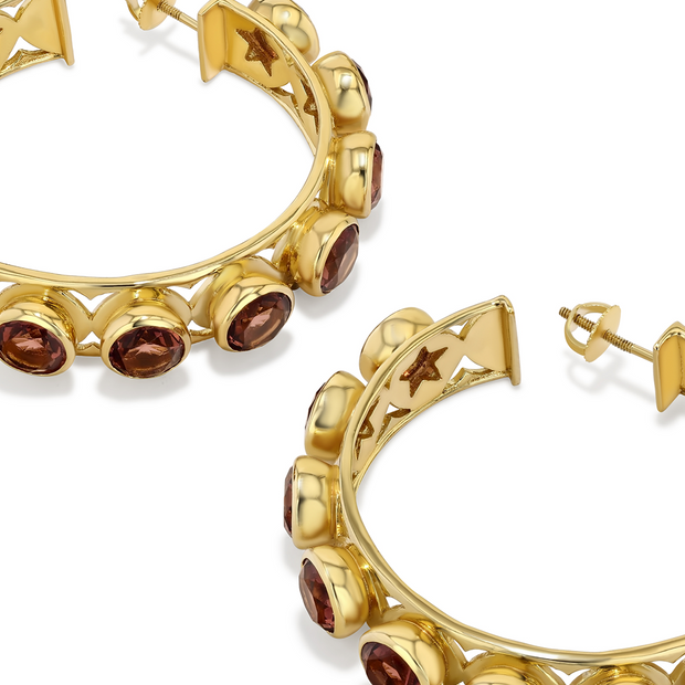 Shari Hoop Earrings in Gold Vermeil with Brown Garnet