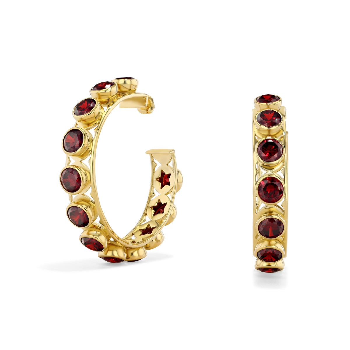Shari Hoop Earrings | Gold Vermeil, Red Garnet