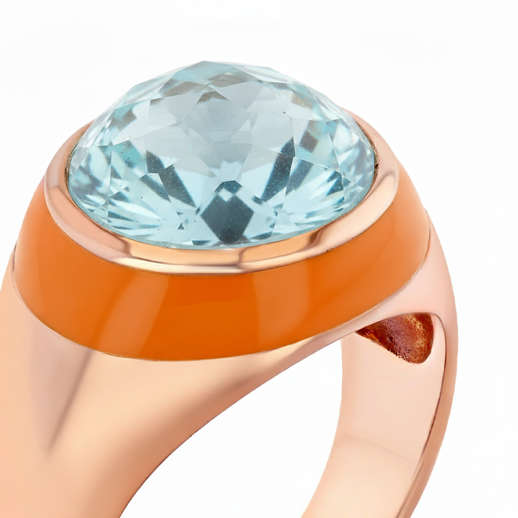 Fathom Enamel Ring Sky Blue Topaz