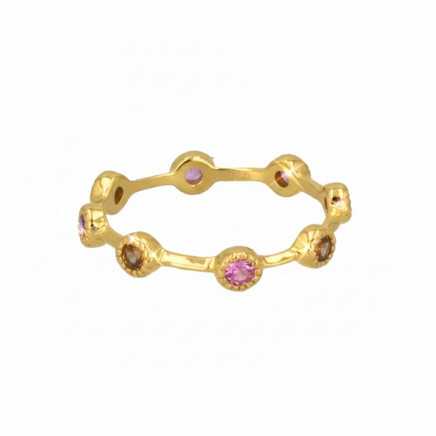360 Individual Ring with Pink Sapphire in 14K Gold - Size 6 left