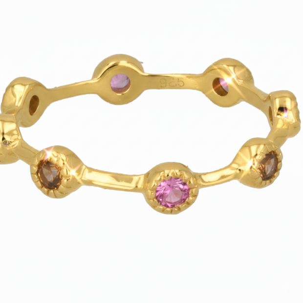 360 Individual Ring with Pink Sapphire in 14K Gold - Size 6 left
