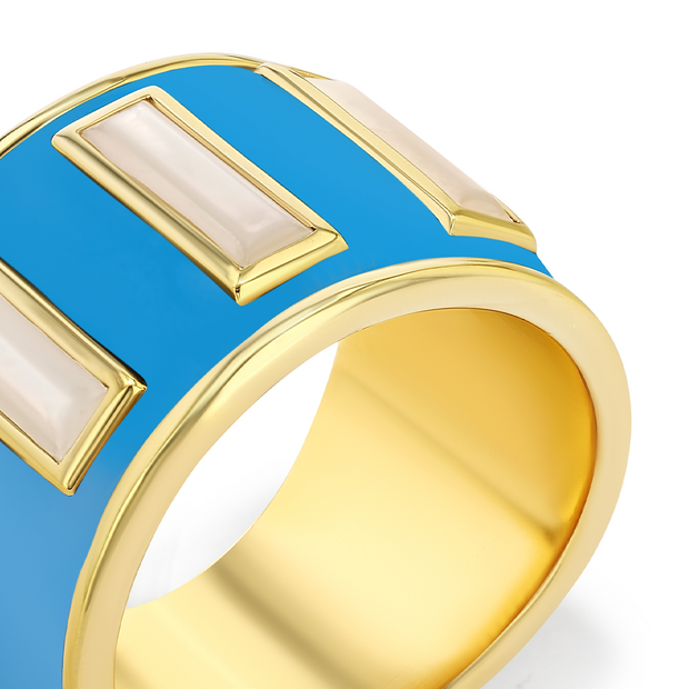 Limited Edition Gigi Enamel Ring / Blue Aoli
