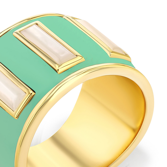 Gigi Enamel Ring | Green Ash