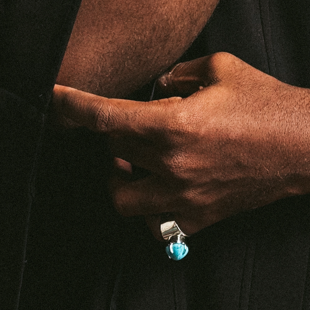 Lilly Ring with Sugarloaf Turquoise in White Rhodium