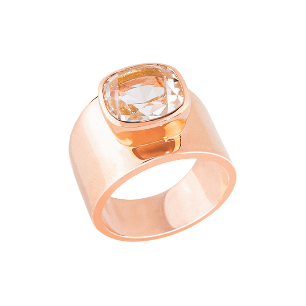 Lilly Ring in Rose Gold with Clear Quartz