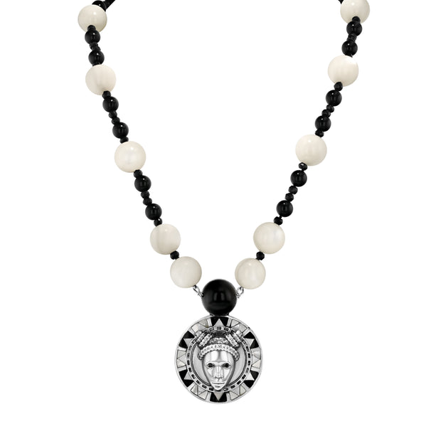 Wyn Royal Pearl and Onyx Necklace – ARBARI WORLD
