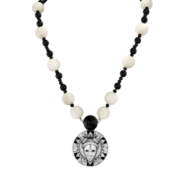 Black Onyx & Freshwater Pearl Triple Strand 18 Inch 14K yellow gold filled  | Bellport Jewelers