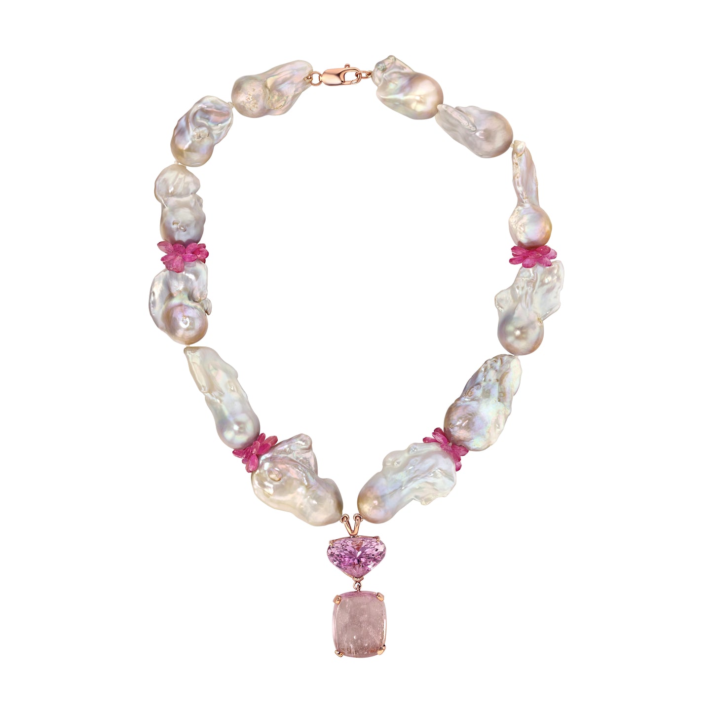 Zaria Baroque Pendant | Rose Gold, Kunzite
